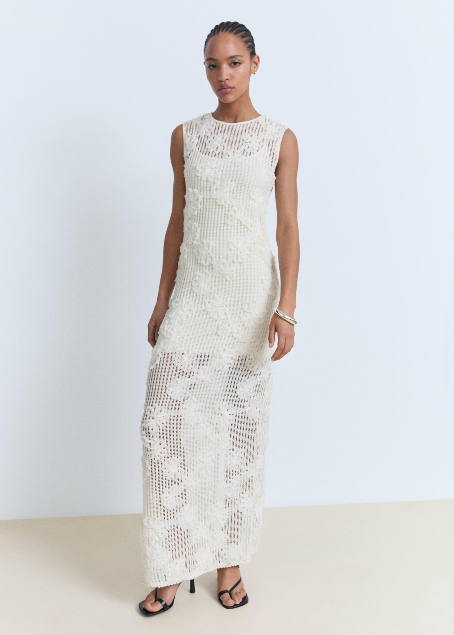 Floral crochet dress - Women | MANGO USA Product Image