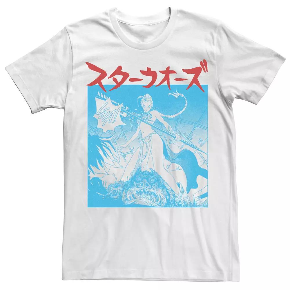 Men's Star Wars Princess Leia Kanji Blue Comic Tee,  Product Image