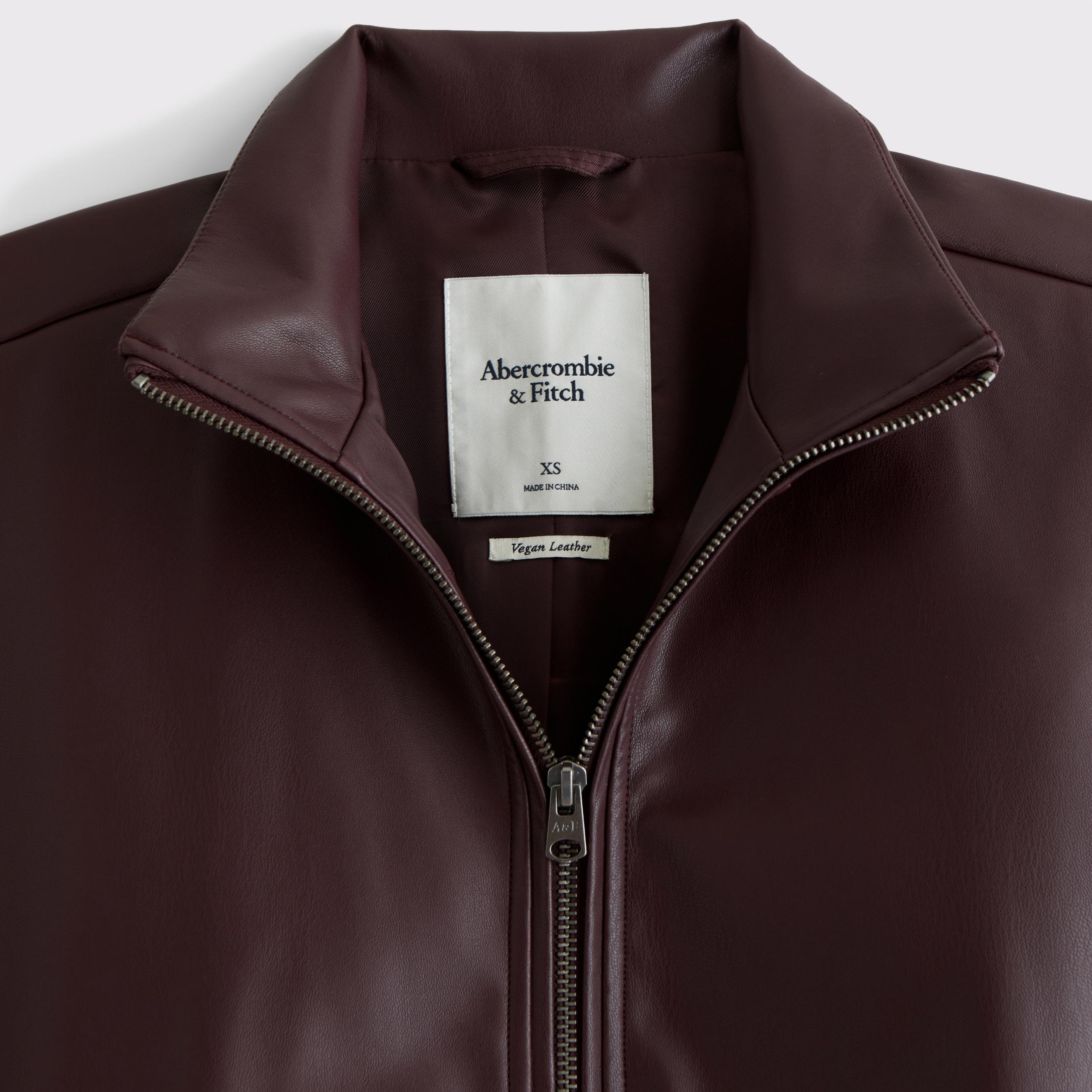 Bubble Hem Vegan Leather Bomber Jacket Product Image