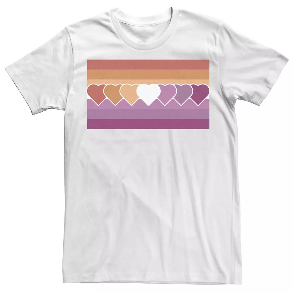 Men's Pride Hearts and Flag Tee, Size: XL, White Product Image