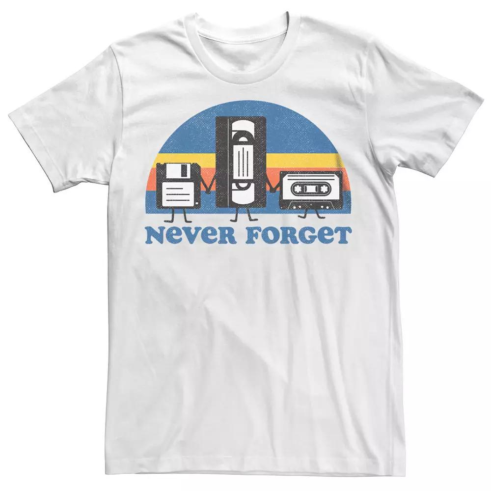 Men's Never Forget Retro Media Graphic Tee, Size: XL, White Product Image