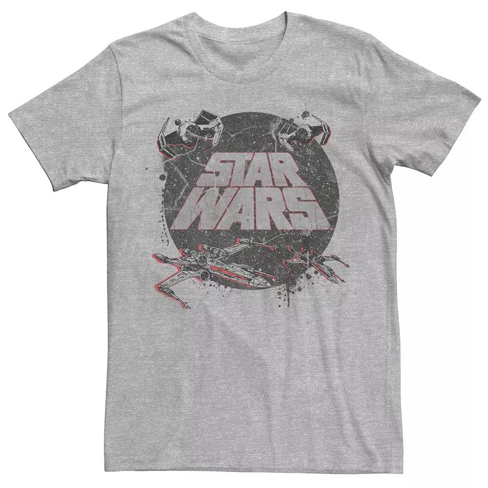 Men's Star Wars Classic Logo X-Wing Tie Fighter Tee, Size: Large, Athletic Grey Product Image