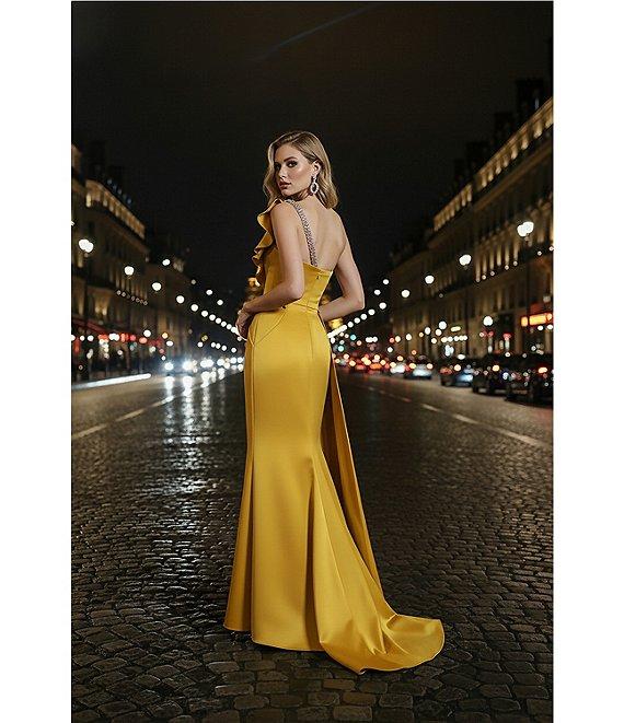 Terani Couture Asymmetric One Shoulder Beaded Gown Product Image