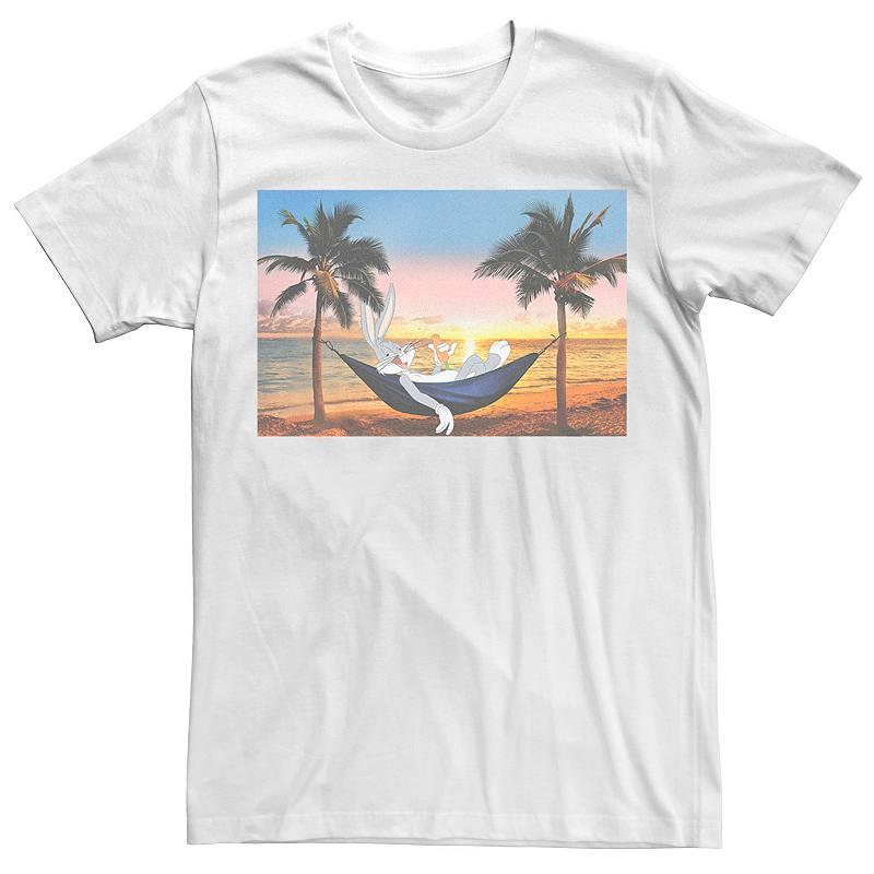 Men's Bugs Bunny Beach Hammock Poster Tee, Size: Small, White Product Image
