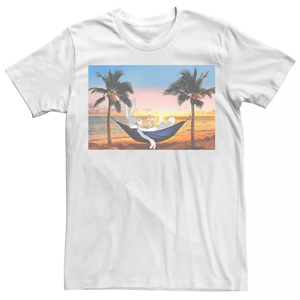 Men's Bugs Bunny Beach Hammock Poster Tee, Size: Small, White Product Image