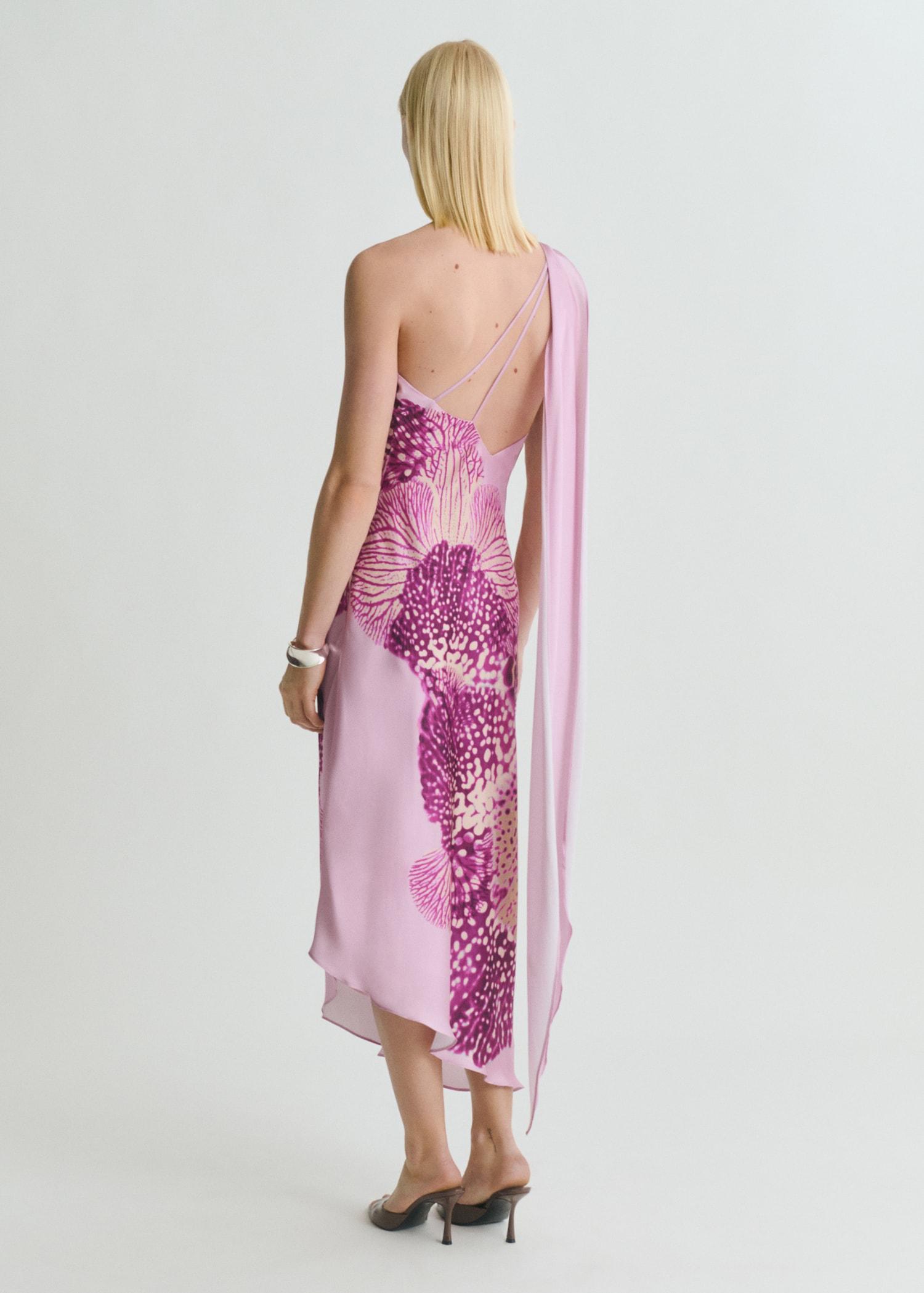 Satin scarf dress with maxi-flower print - Women | MANGO USA Product Image