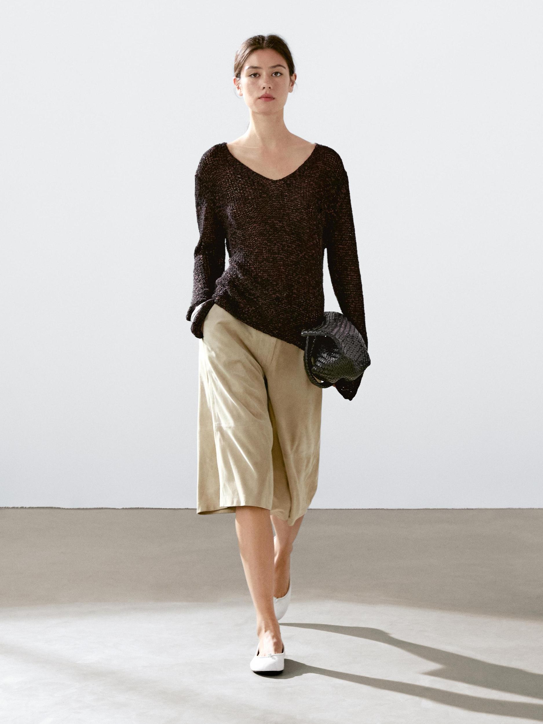 Mouliné cotton blend knit sweater Product Image