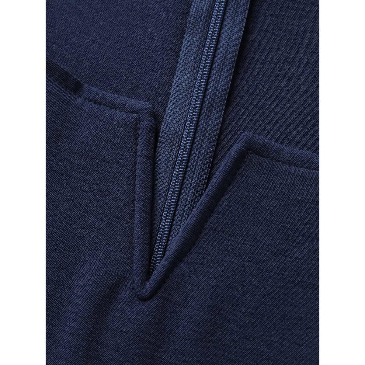 Plus Size DarkBlue Hidden Zipper Pockets Wide-Leg Jumpsuit Women Leisure Sleeveless Notched collar Casual Loose Jumpsuits BloomChic 12/L Product Image