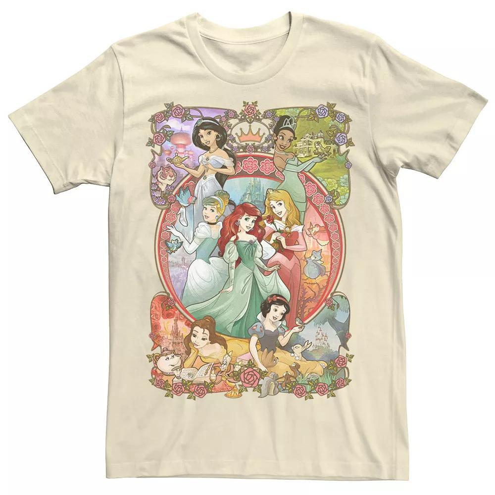 Men's Disney Princess Classic Cartoon Group Collage Tee,  Product Image