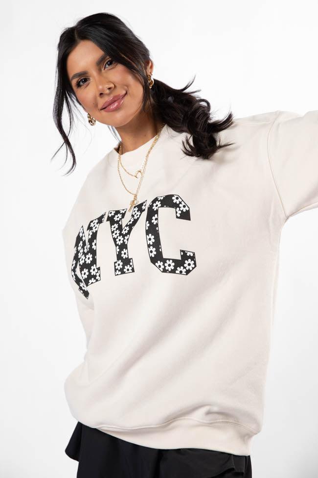 NYC Daisy Cream Graphic Sweatshirt SALE Product Image