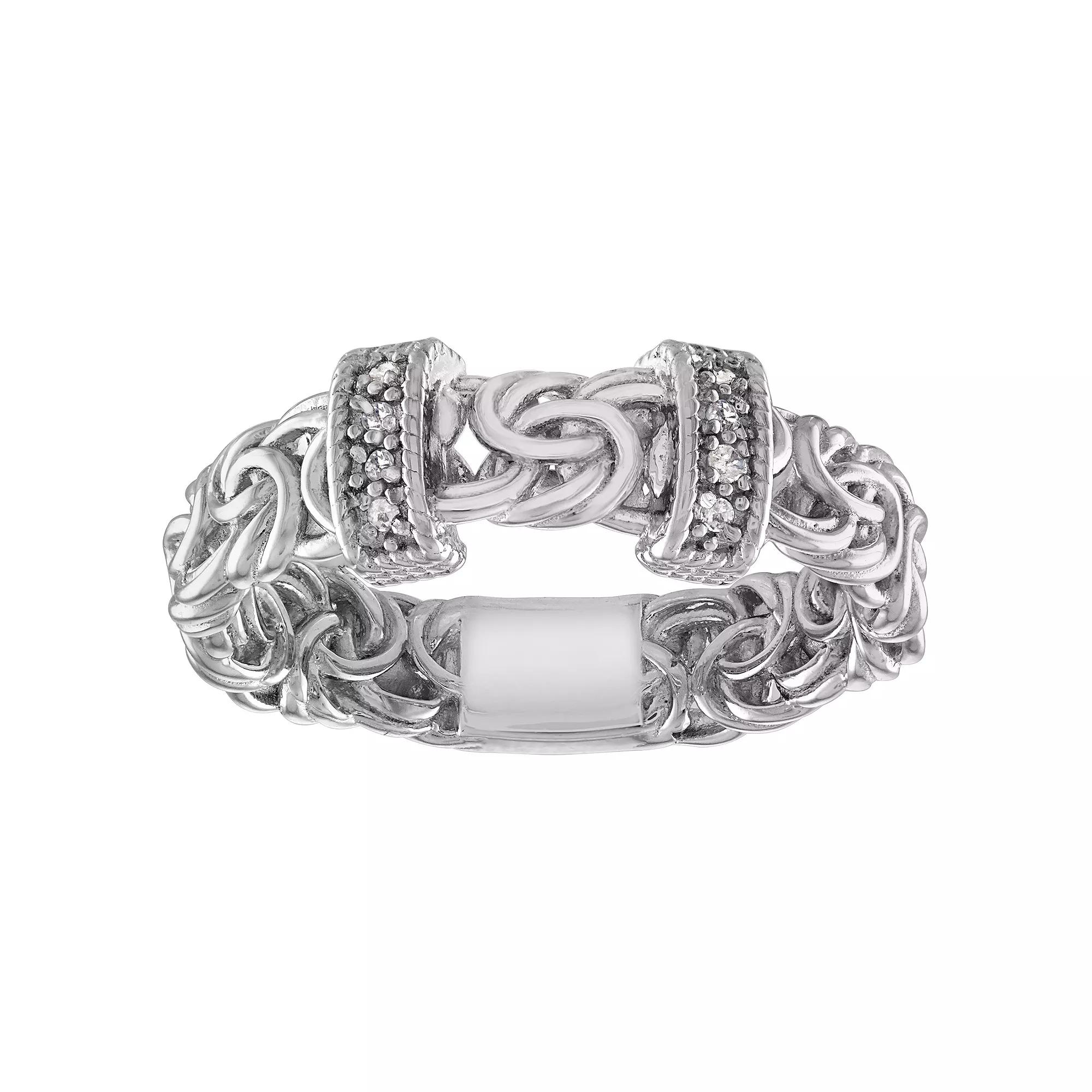 Tiara Sterling Silver Diamond Accent Byzantine Ring, Women's, Size: 9 Product Image