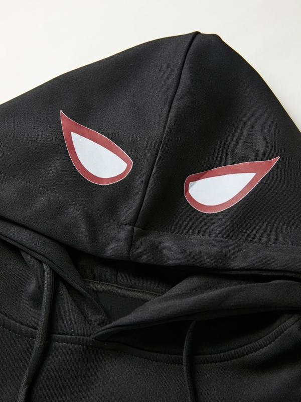 Men's Contrast Color Spider Embroidery Full Zip Oversized Hoodie Product Image