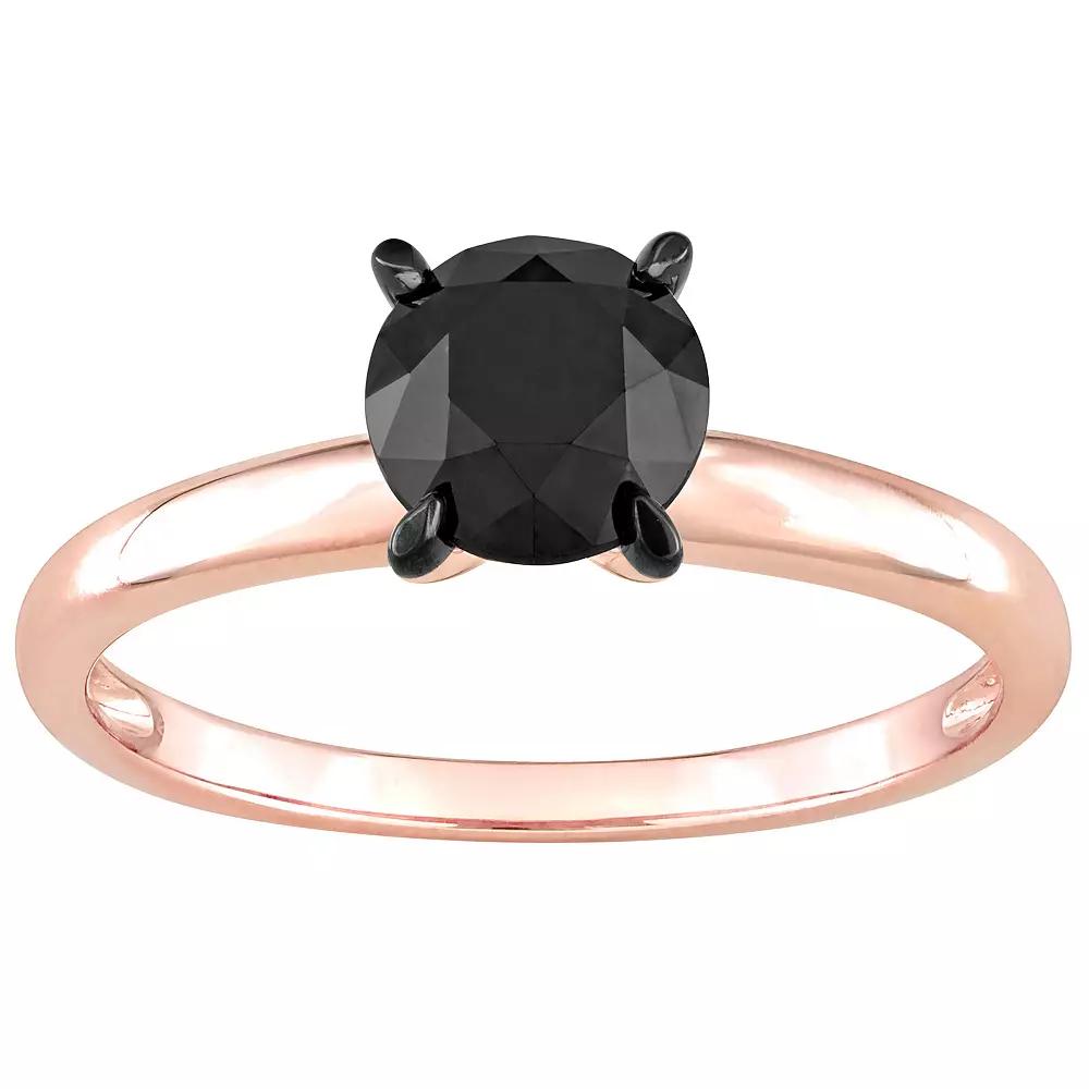 Stella Grace 14k Rose Gold 1 1/2 Carat T.W Black Diamond Solitaire Ring, Women's, Size: 8 Product Image