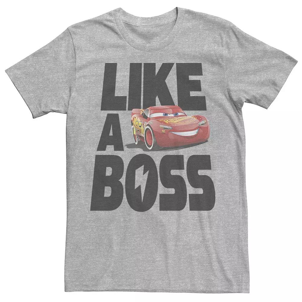 Disney / Pixars Cars 3 Lightning McQueen Mens Like A Boss Tee Athletic Grey Product Image