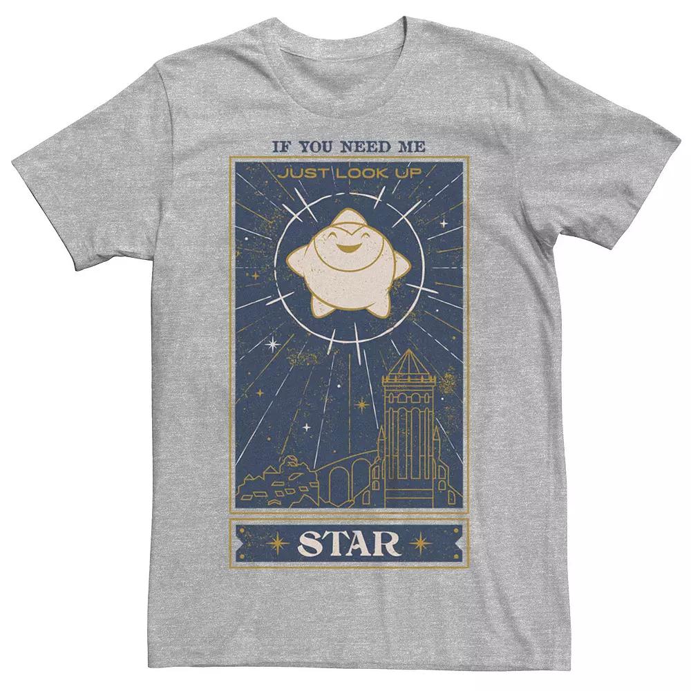 Men's Wish Star Card Graphic Tee, Size: Large, Athletic Grey Product Image