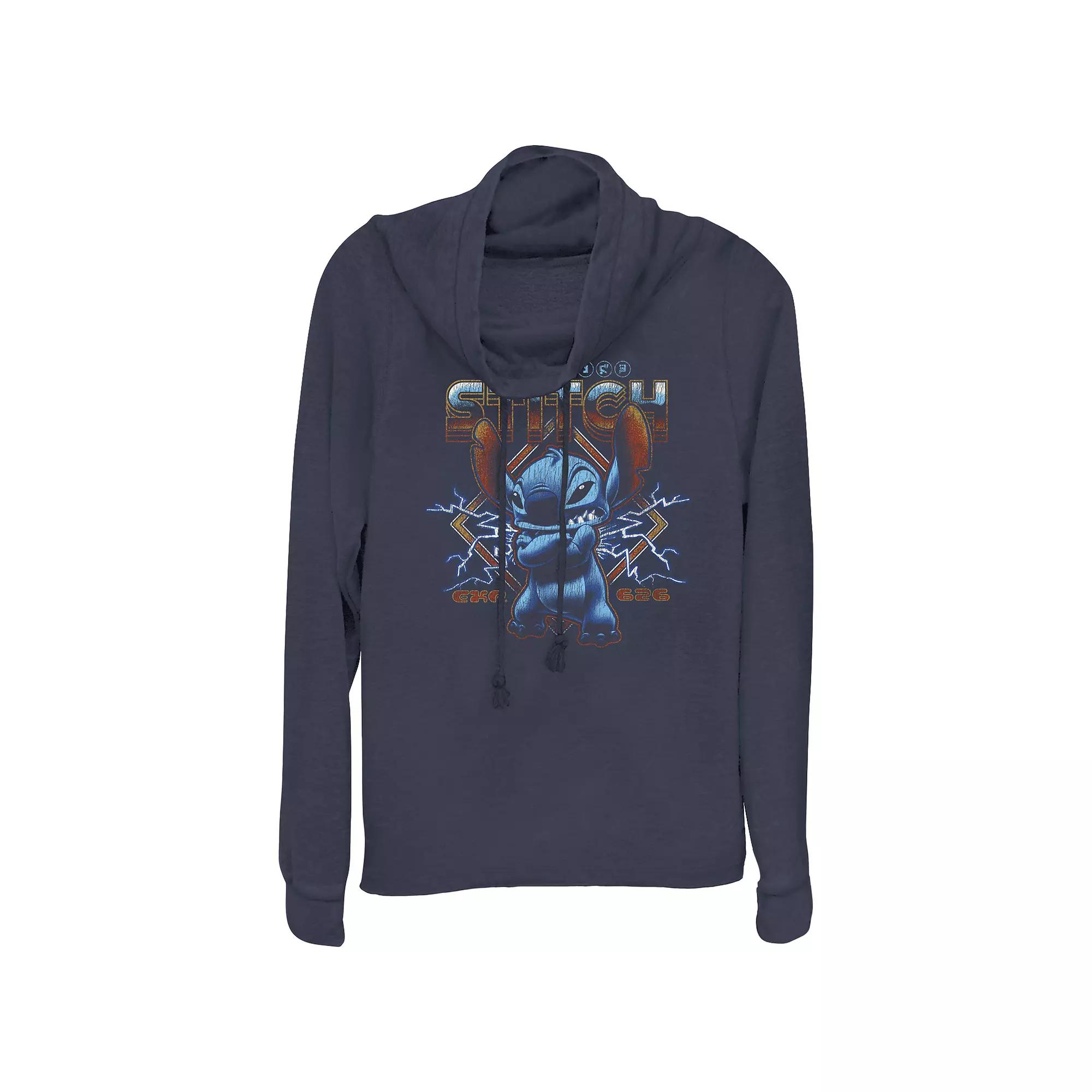 Juniors' Lilo & Stitch Rock Poster Stitch Cowlneck Graphic Lightweight Long Sleeve, Girl's,  Product Image