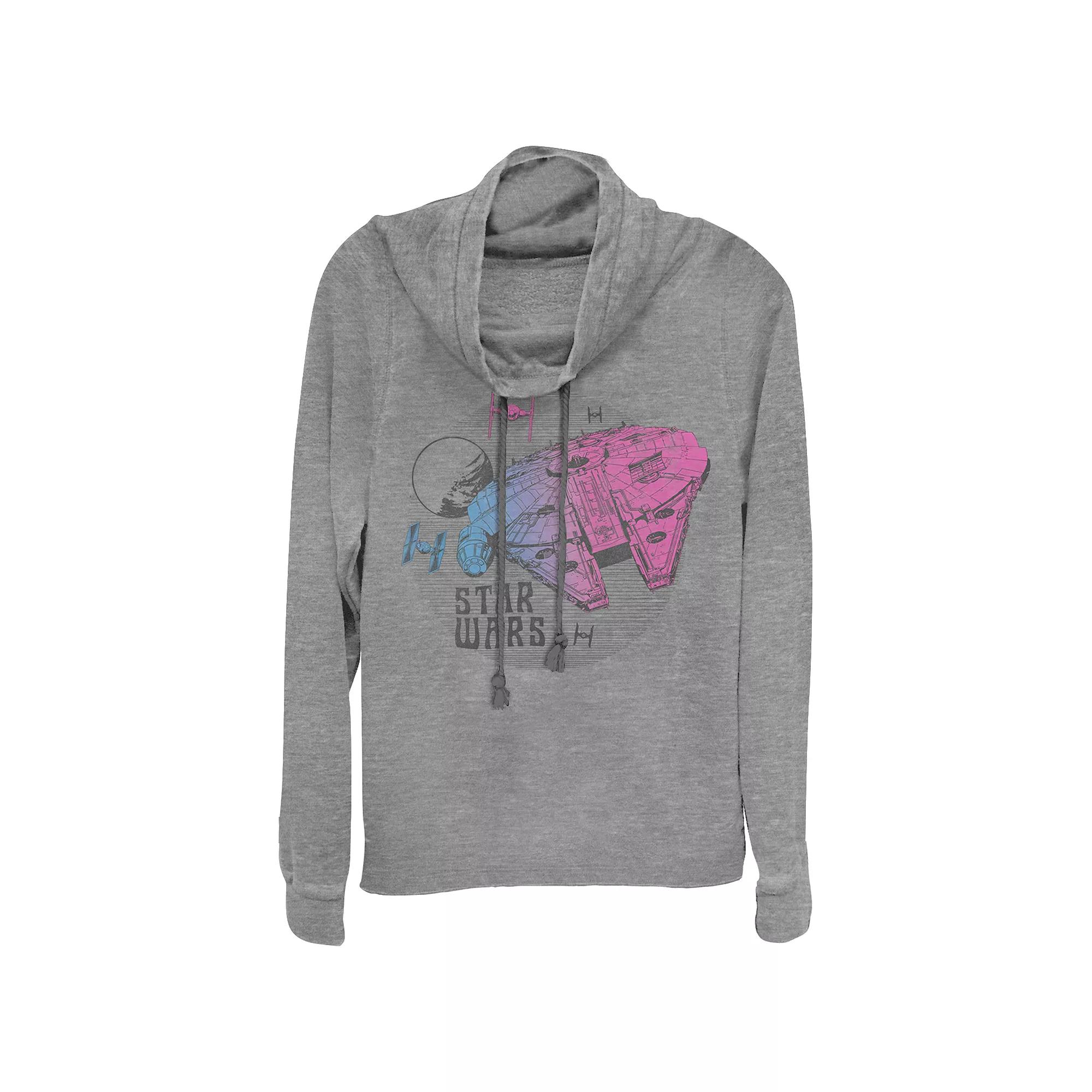 Juniors' Star Wars Gradient Millennium Falcon Cowlneck Graphic Lightweight Long Sleeve, Girl's,  Product Image