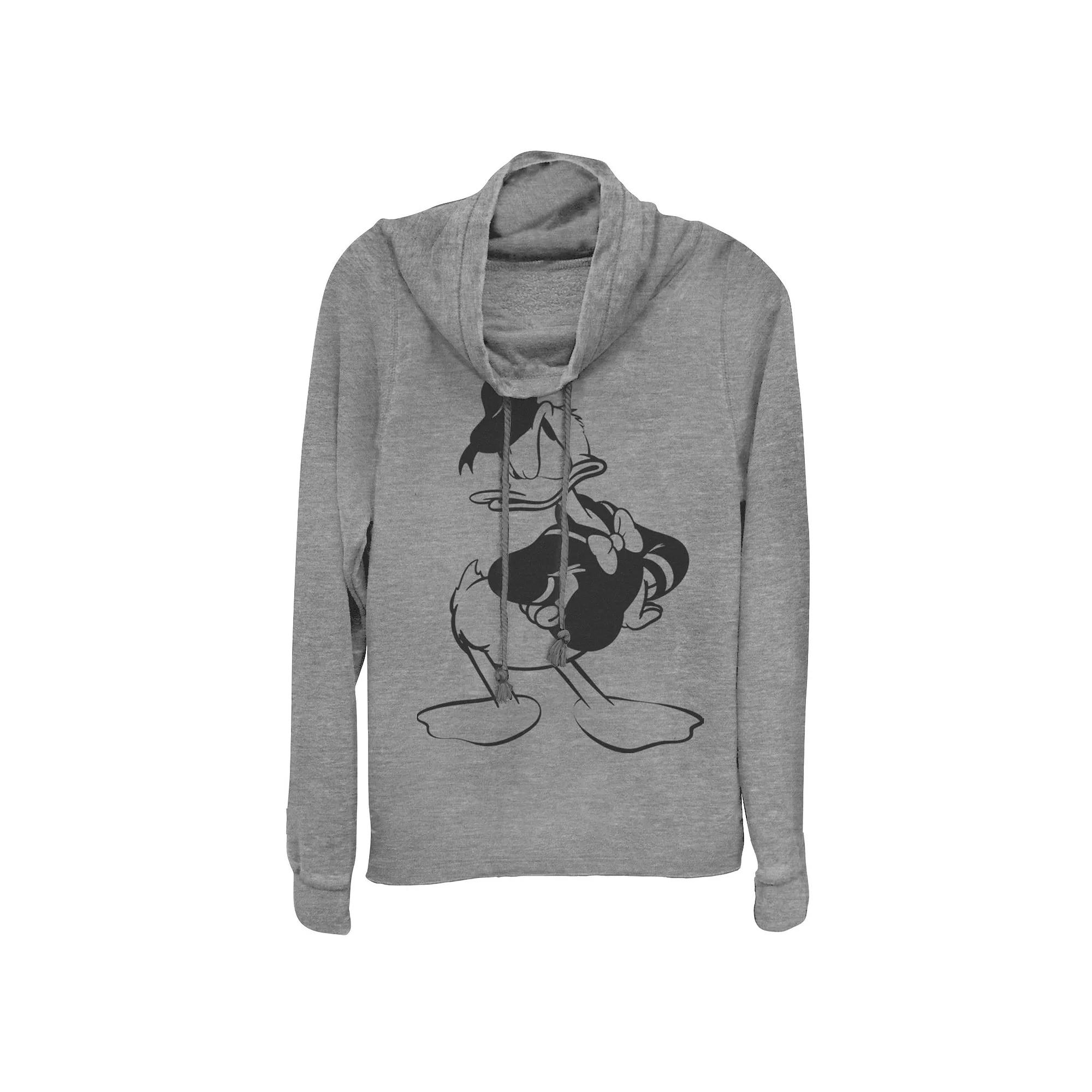 Disney Donald Duck Juniors' Pose Cowlneck Graphic Lightweight Long Sleeve, Girl's,  Product Image