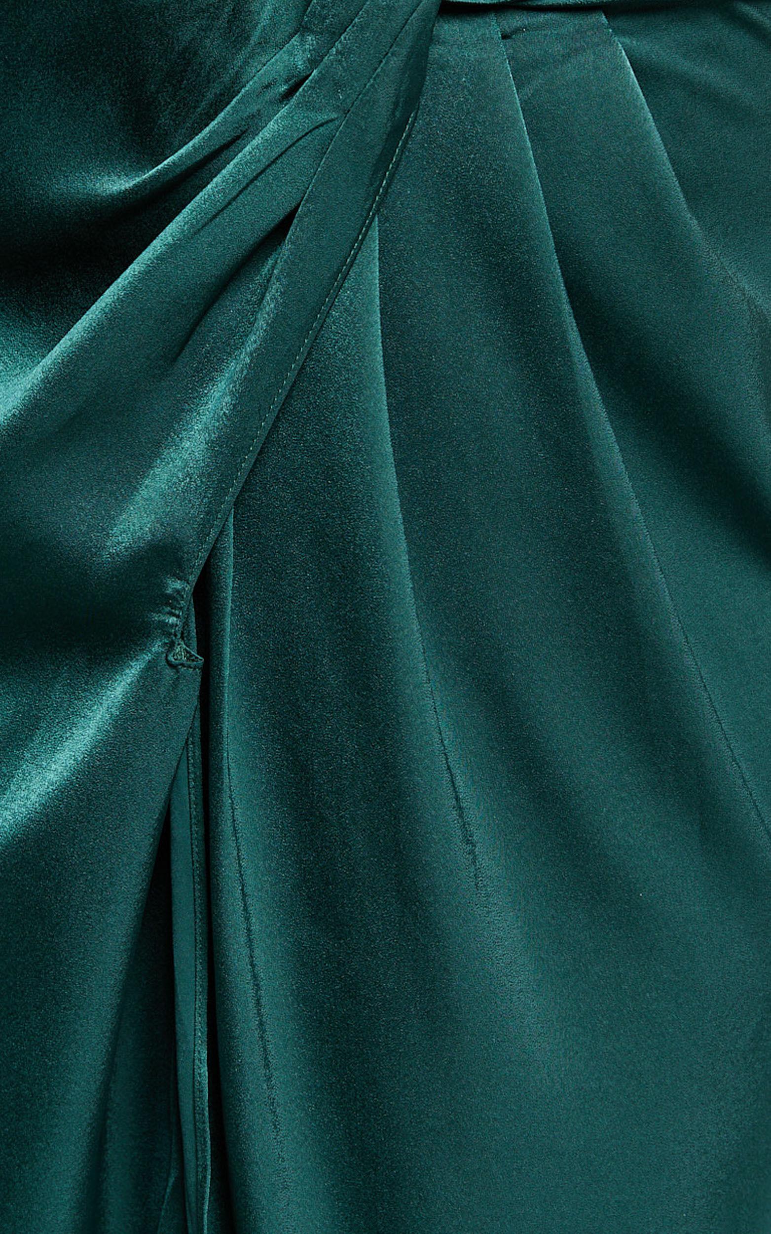 Rhyanna Maxi Dress - Twist Front Strapless Dress in Emerald Product Image