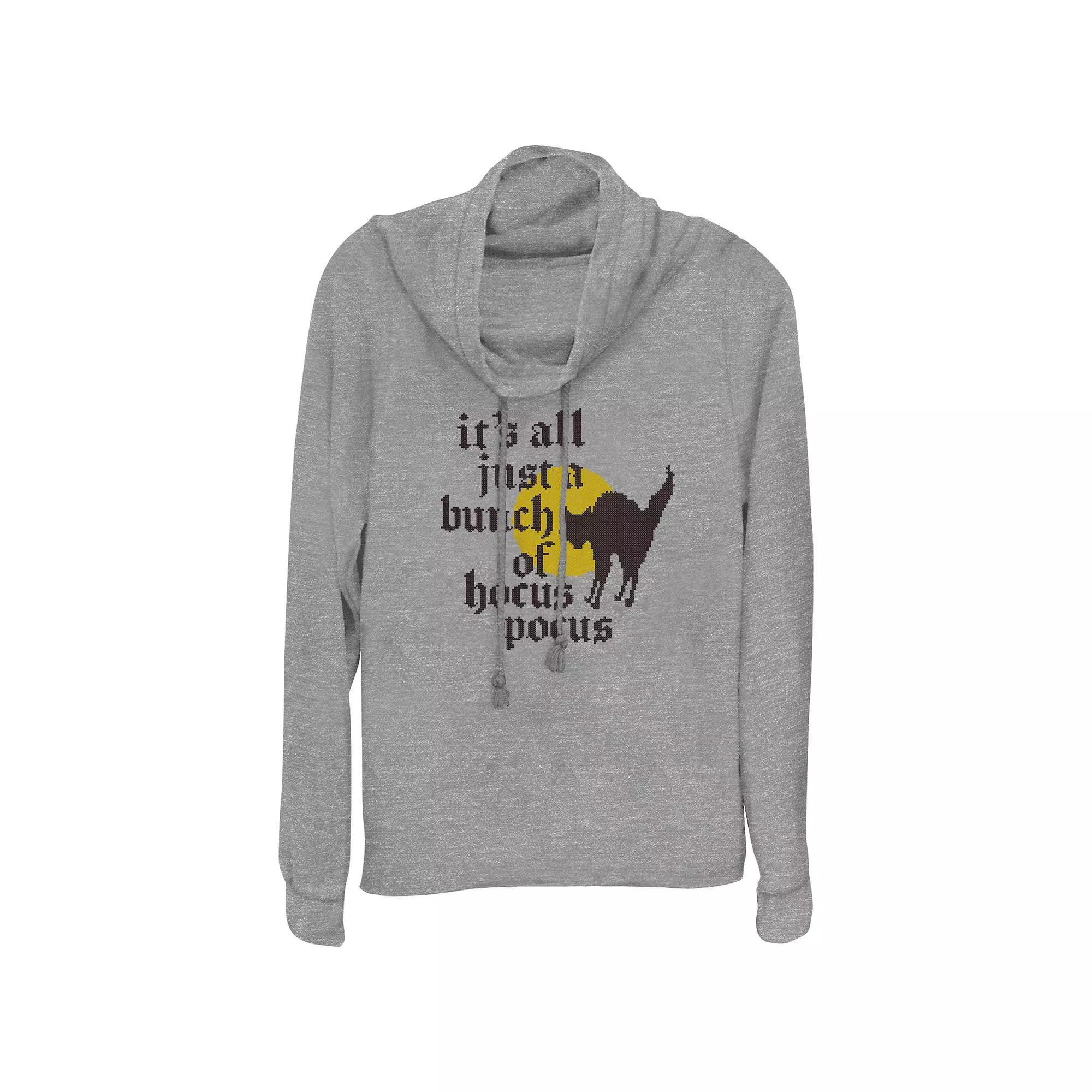 Disney's Hocus Pocus Thackery Binx It's All Just A Bunch Of Hocus Pocus Women's Cowlneck Graphic Lightweight Long Sleeve,  Product Image