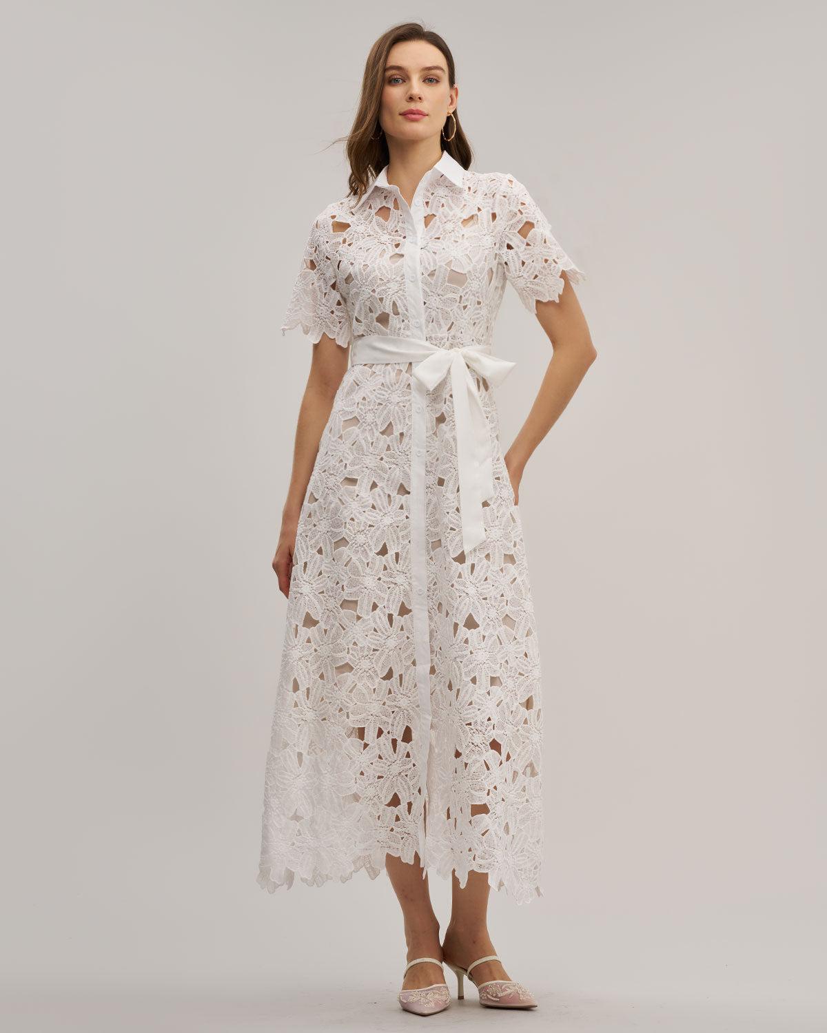 White Cut Out Button Maxi Dress Product Image