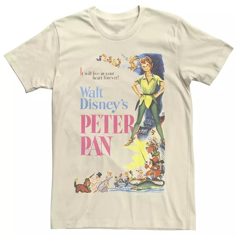 Disney's Peter Pan Vintage Cartoon Poster Men's Tee, Size: XL, Natural Product Image