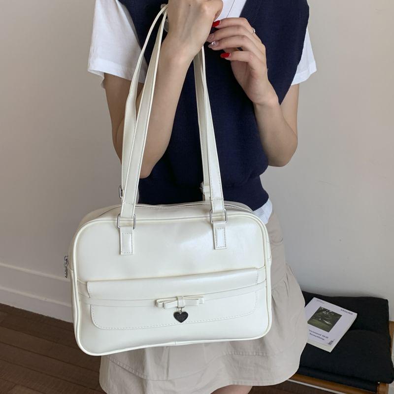 Plain Faux Leather Zip Backpack Product Image