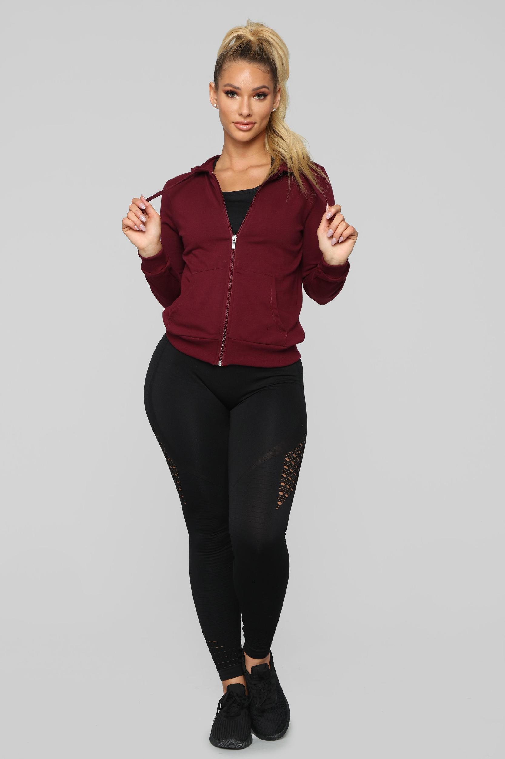 Latest And Greatest French Terry Zip Hoodie - Burgundy Product Image