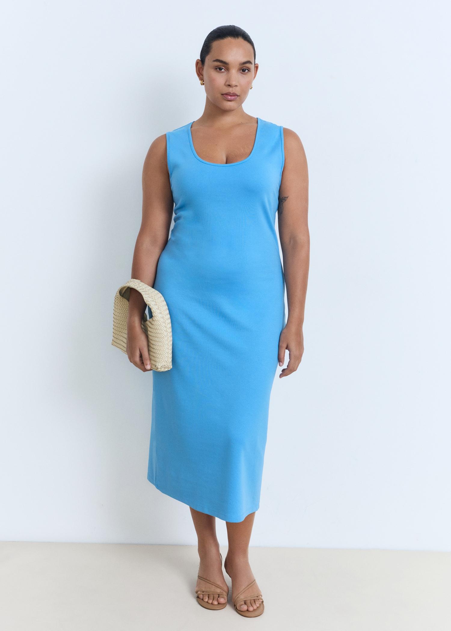 Fitted midi-dress - Women | MANGO USA Product Image