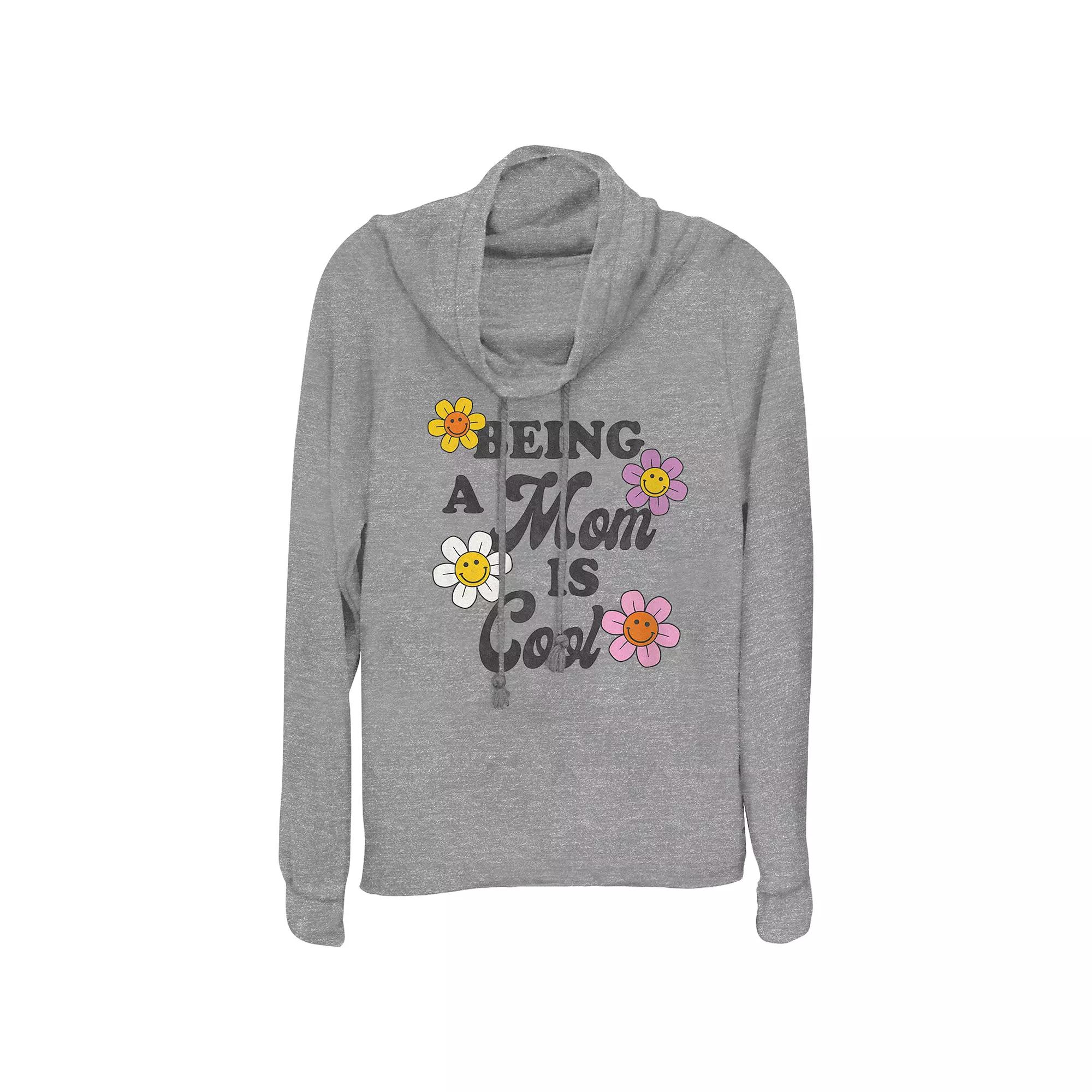 Women's Being A Mom Is Cool Cowlneck Graphic Lightweight Long Sleeve, Girl's,  Product Image