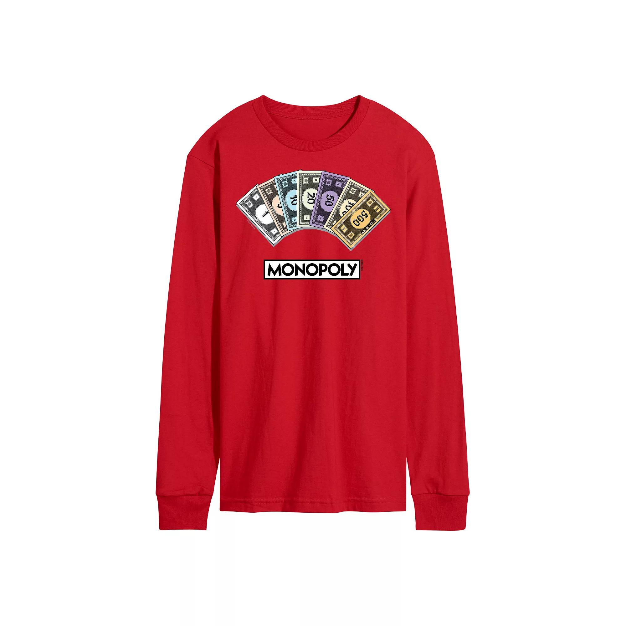 Men's Monopoly Money Stack Long Sleeve Graphic Tee,  Product Image