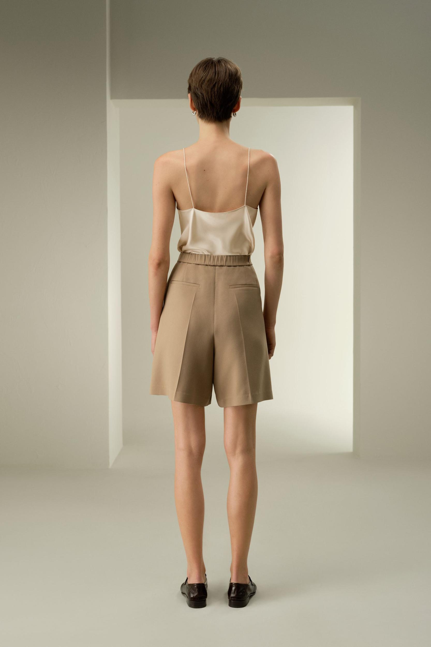 LILYSILK Womens Shorts - Black Wool-Silk Blend - Ultimate Luxury Laid-Back Fit Shorts 4 Product Image