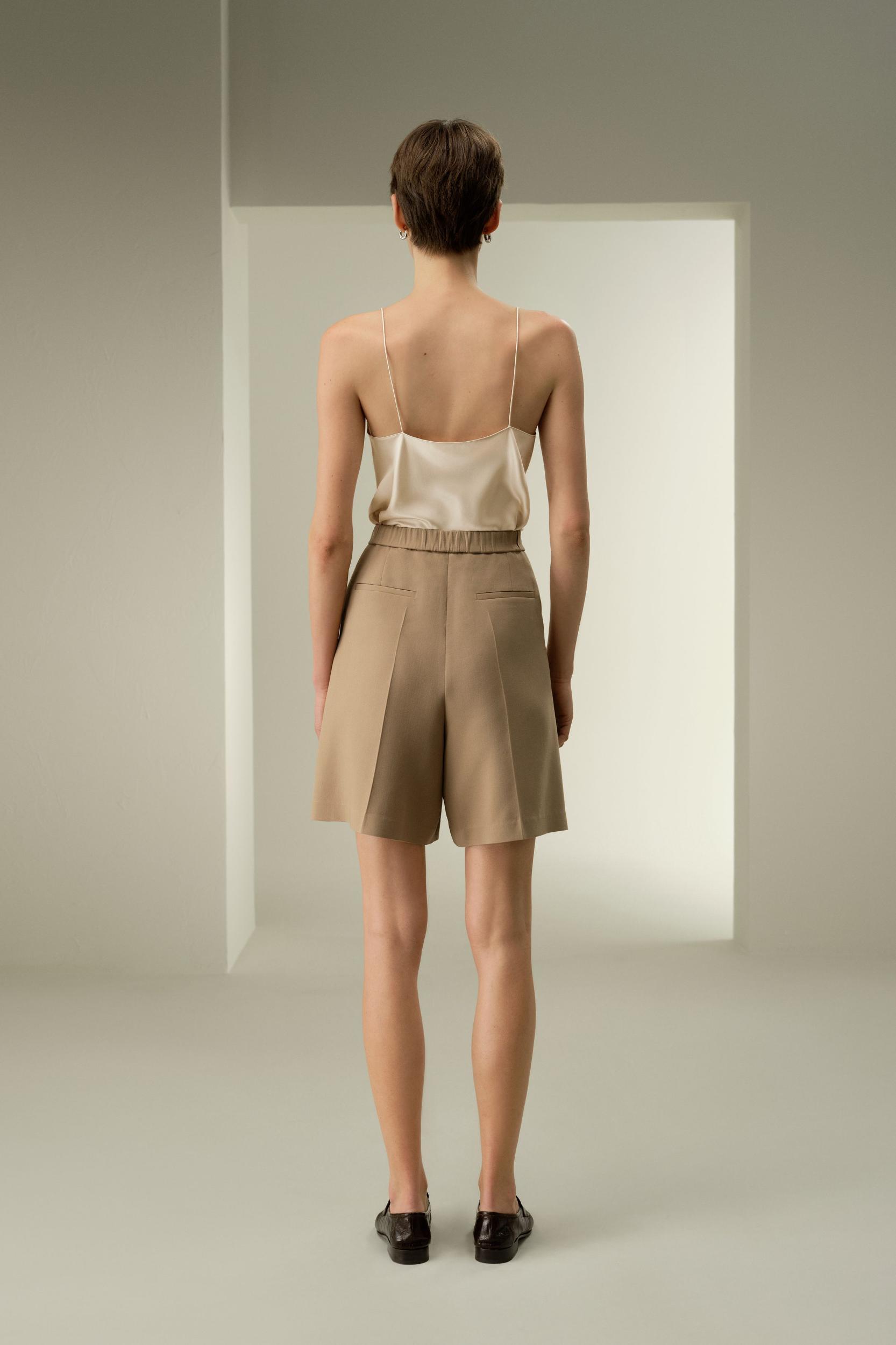 LILYSILK Womens Shorts - Black Wool-Silk Blend - Ultimate Luxury Laid-Back Fit Shorts 4 Product Image