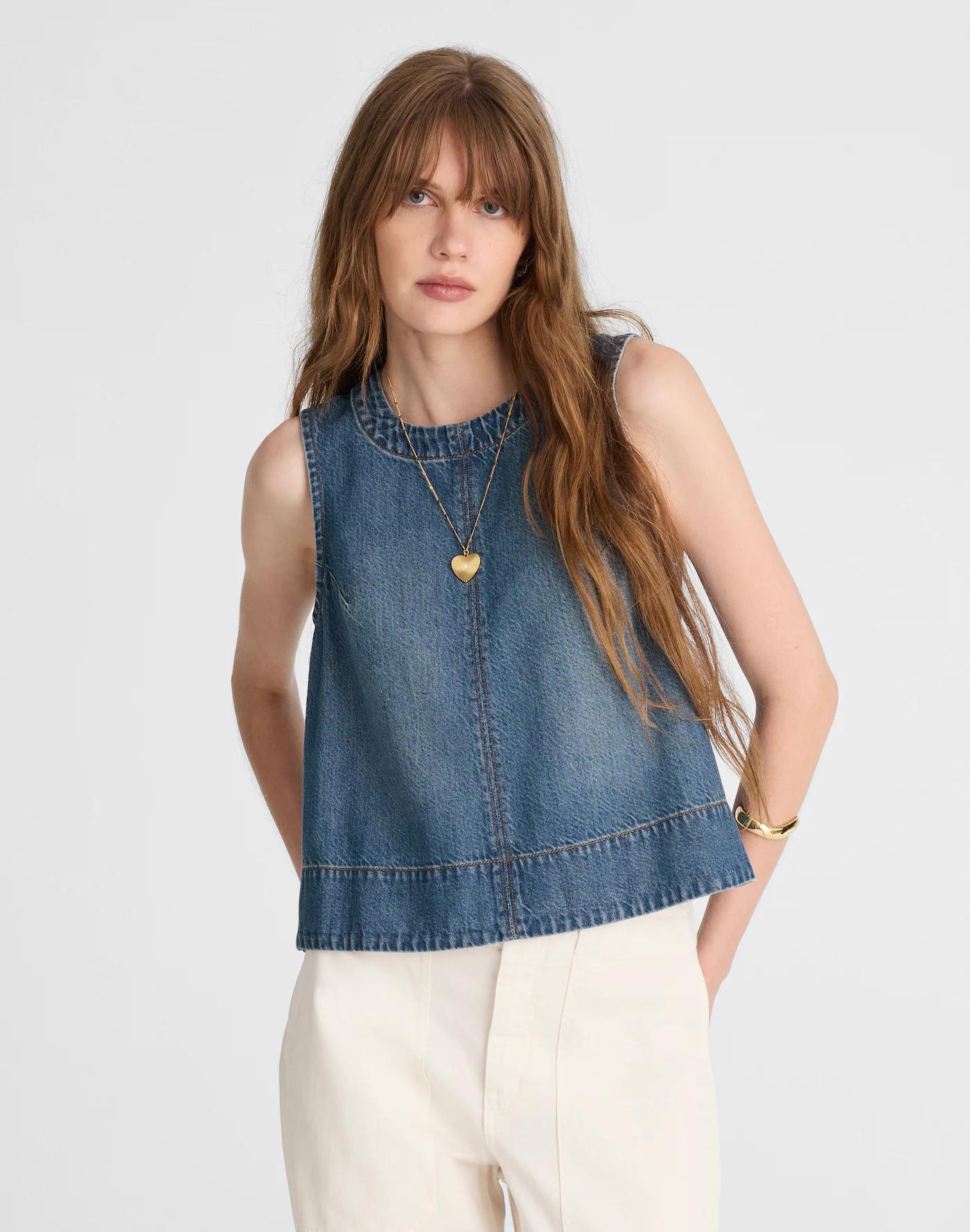 Boxy Shell Top in Airy Denim Product Image