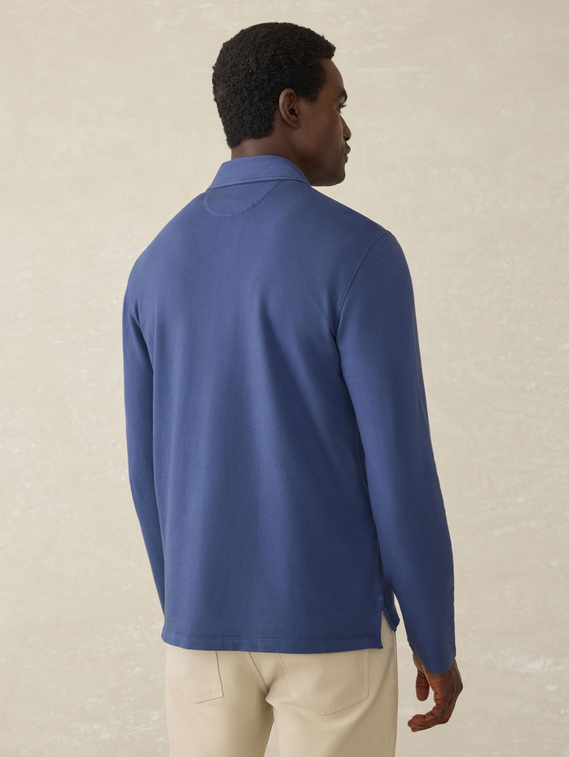 Long-Sleeve Field Knit Polo - Blue Nights Male Product Image
