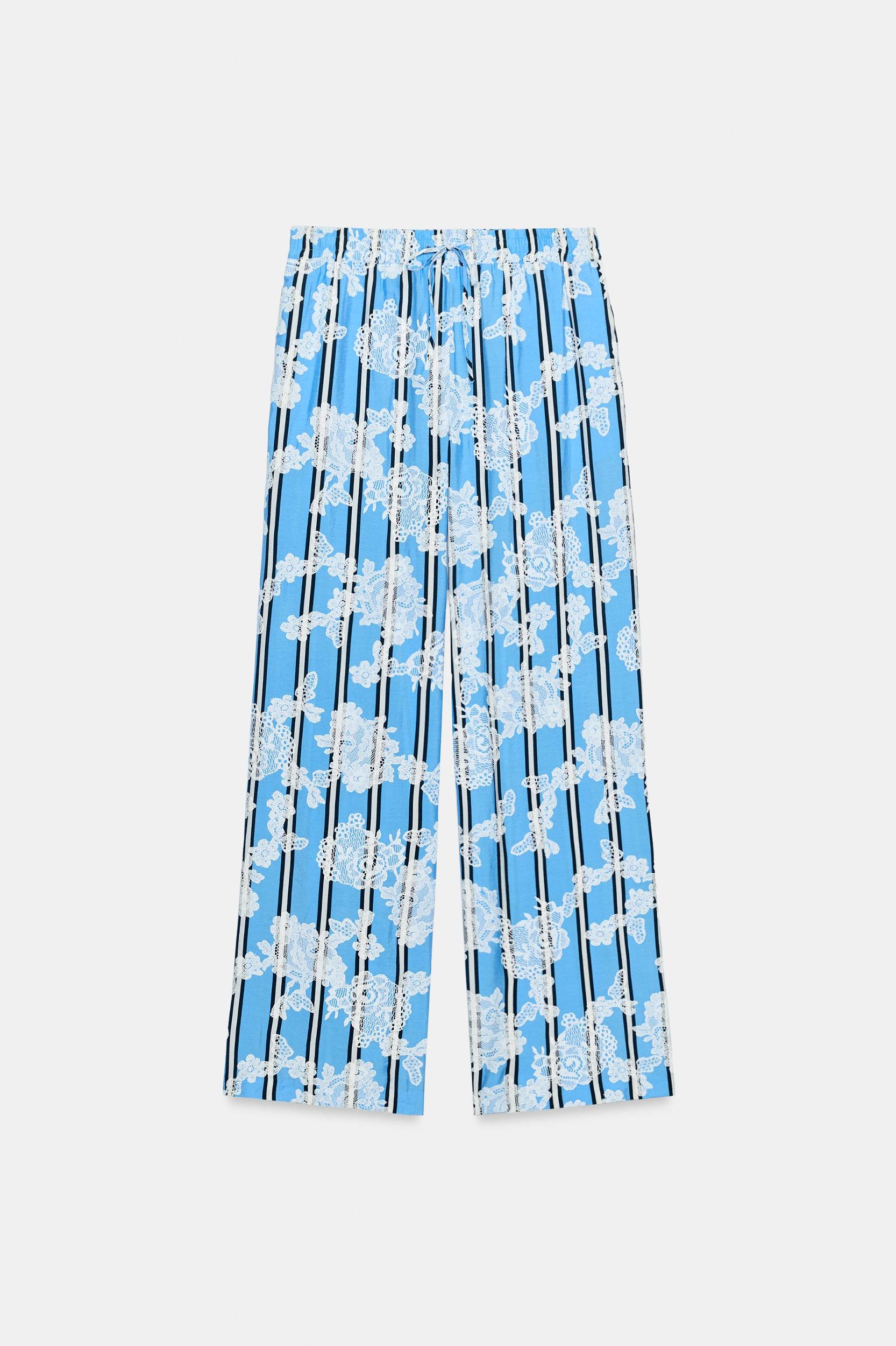 STRIPED PRINT WIDE LEG PANTS Product Image