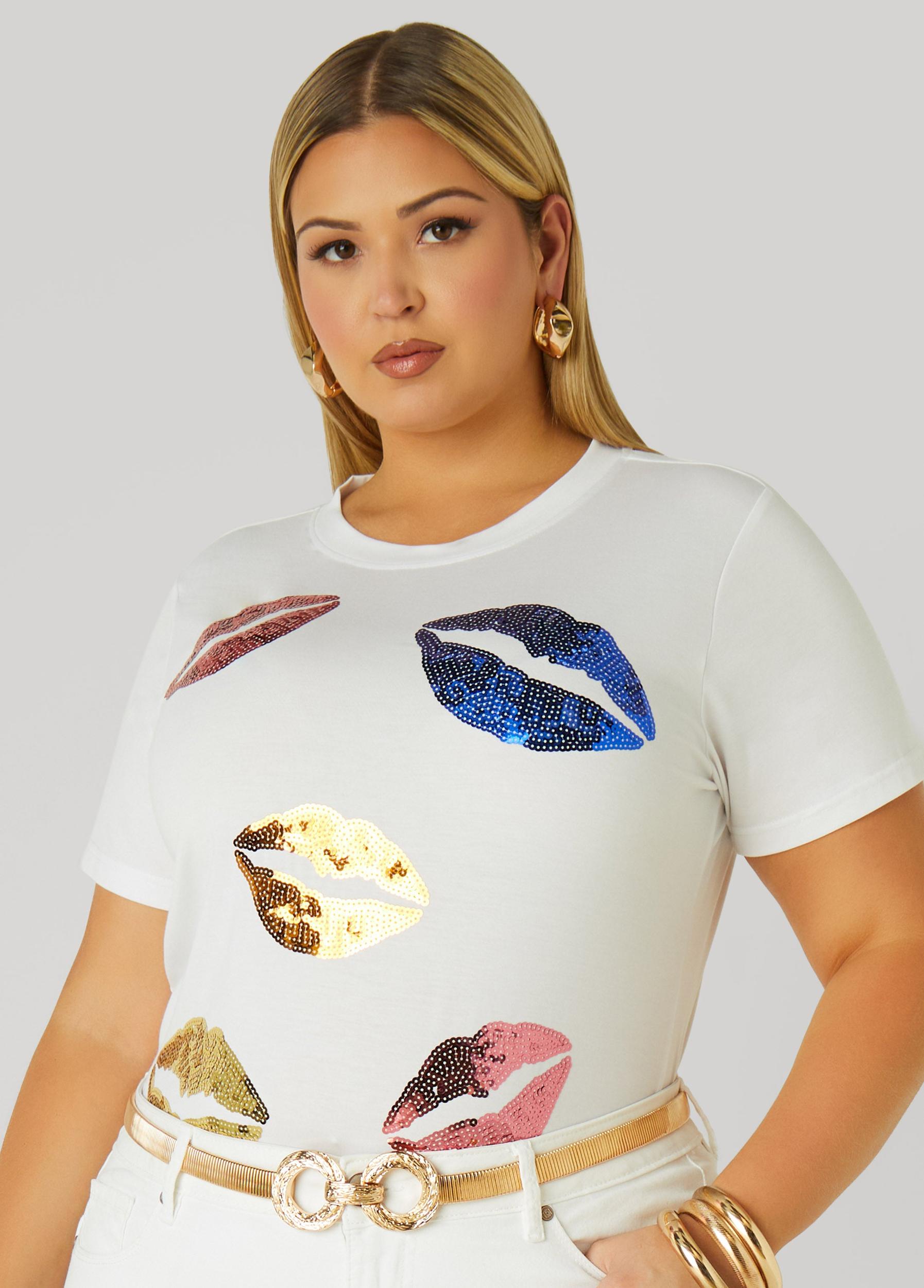 Lips Sequin Applique Tee Product Image