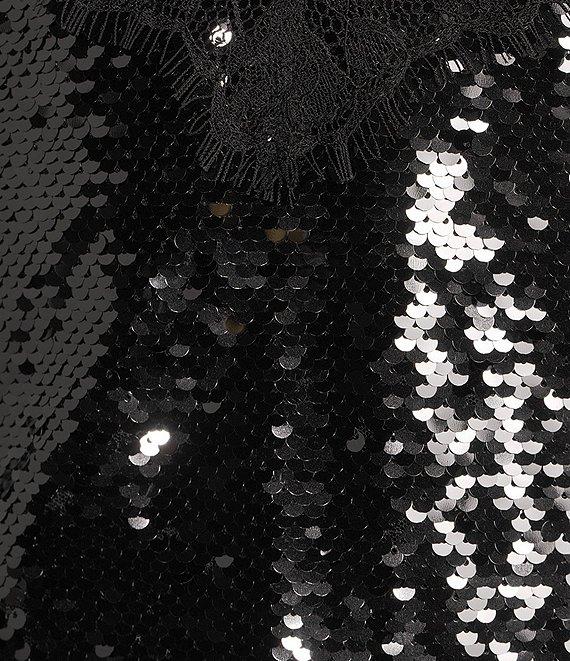 GB Social Lace Trim Sequin Slip Mini Dress Product Image