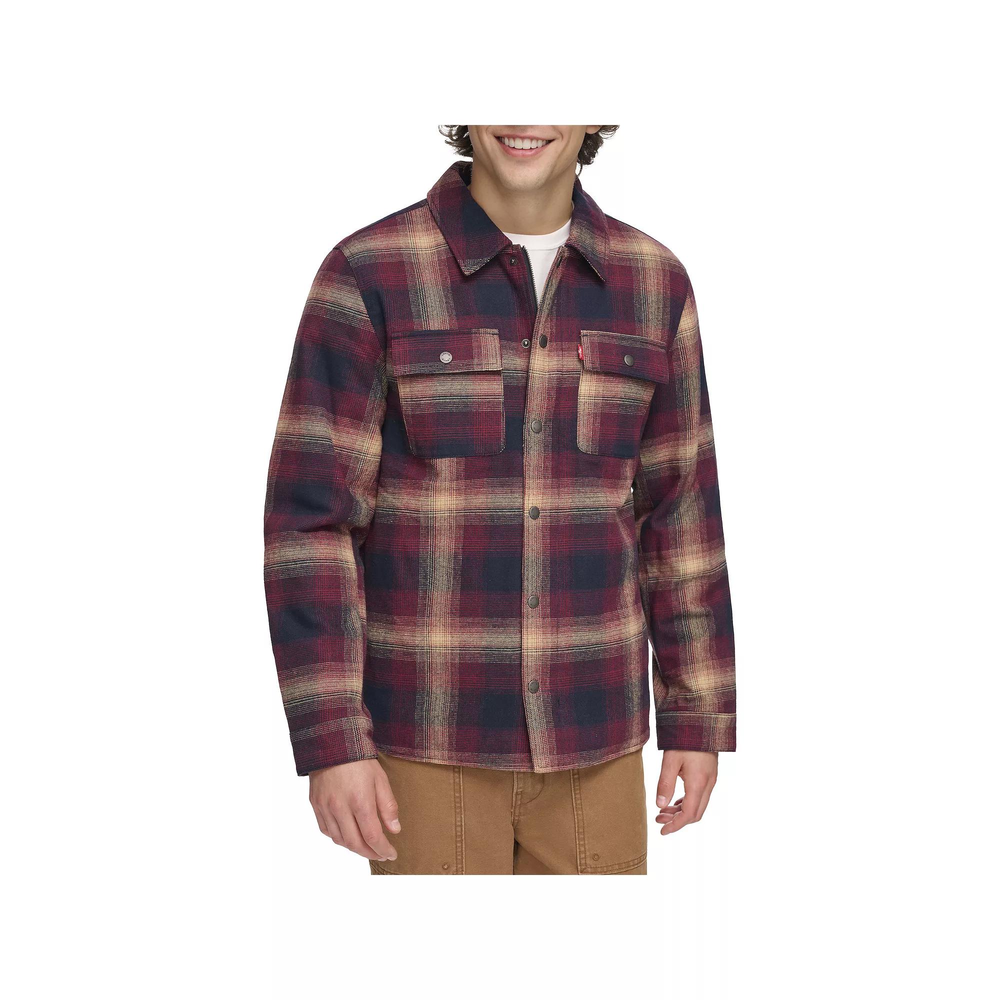 Men's Levi's® Quilted-Lined Shirt Jacket, Size: Medium, Red Ombre Plaid Product Image