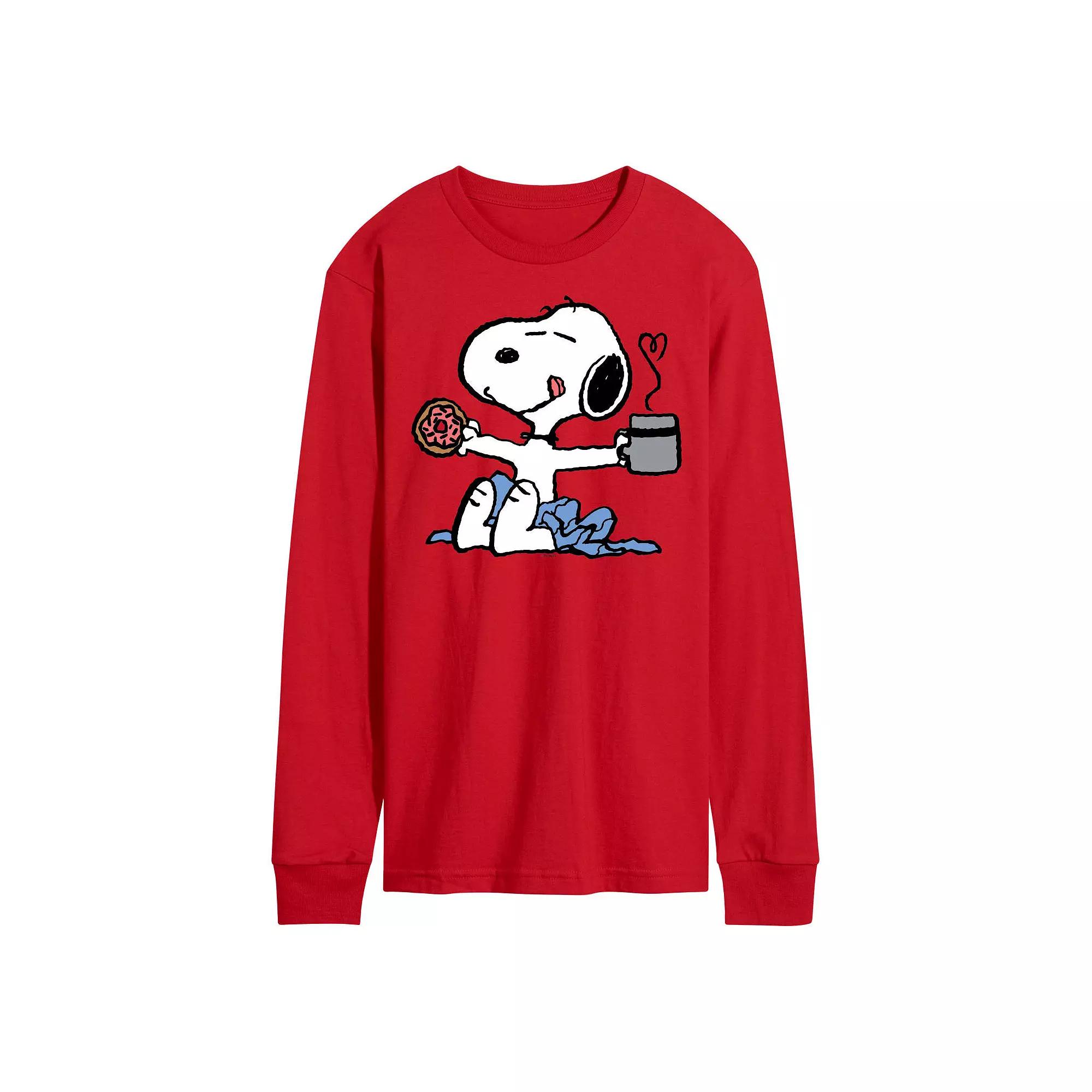 Men's Peanuts Snoopy Donut Coffee Long Sleeve,  Product Image