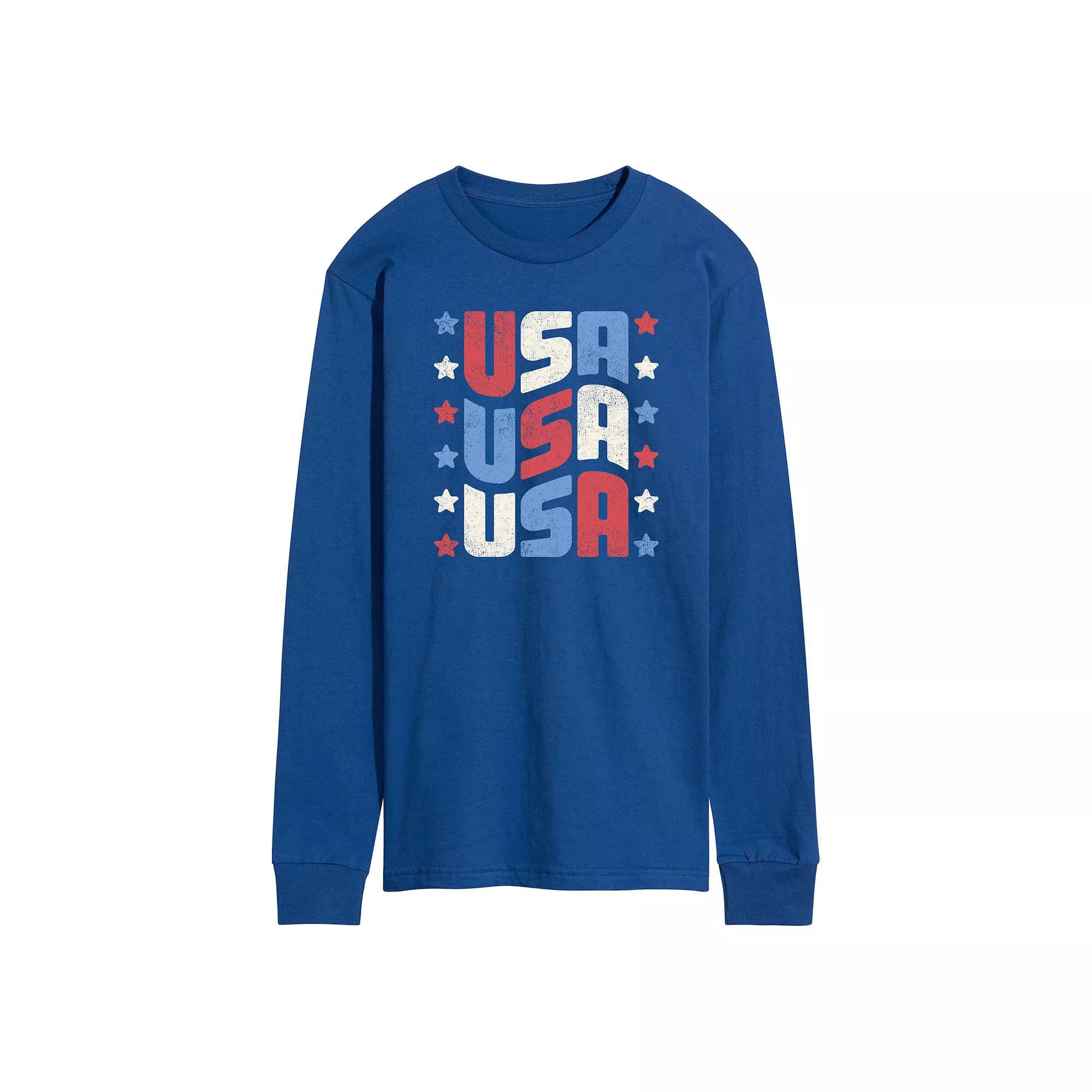 Men's USA Stacked Long Sleeve Graphic Tee.,  Product Image