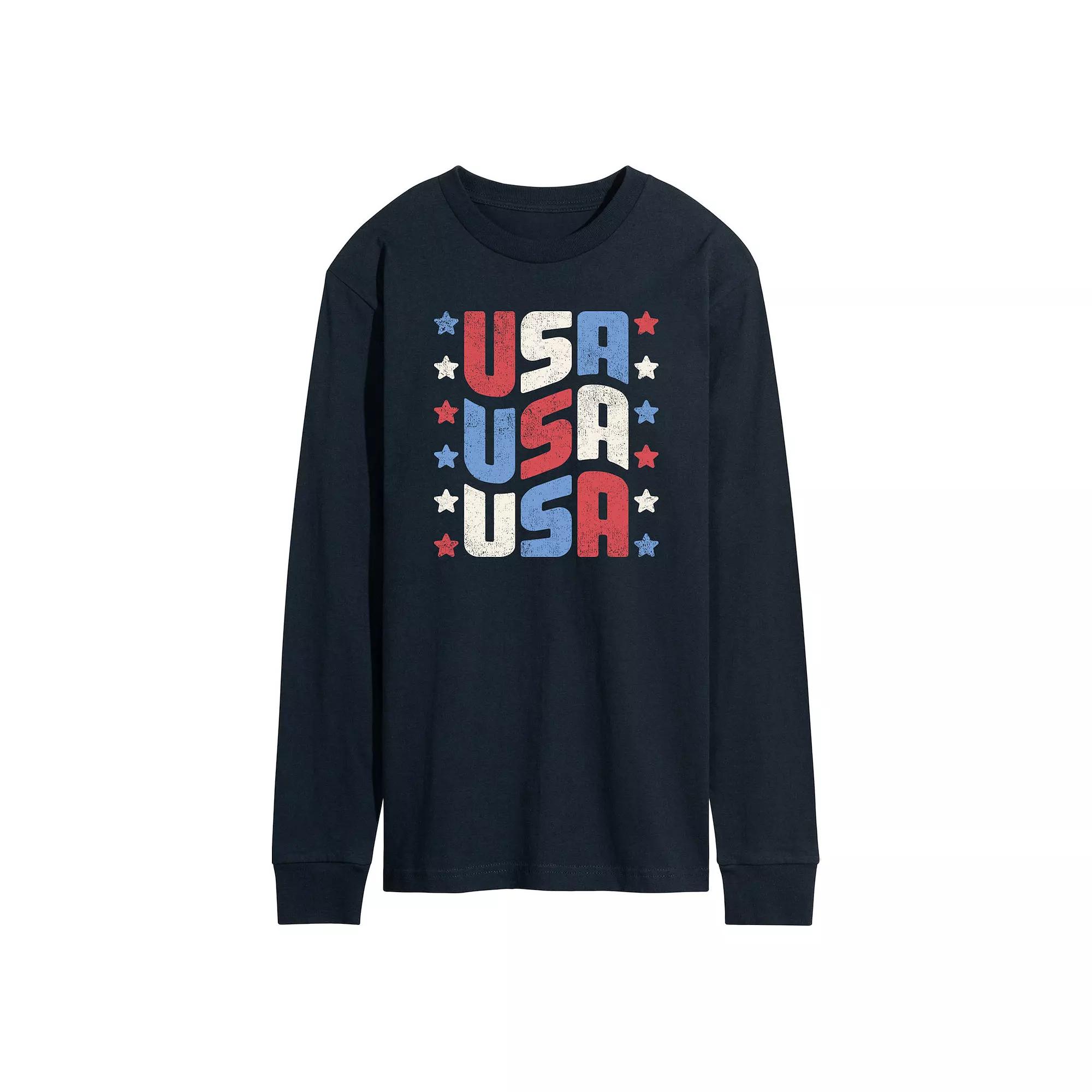 Men's USA Stacked Long Sleeve Graphic Tee.,  Product Image