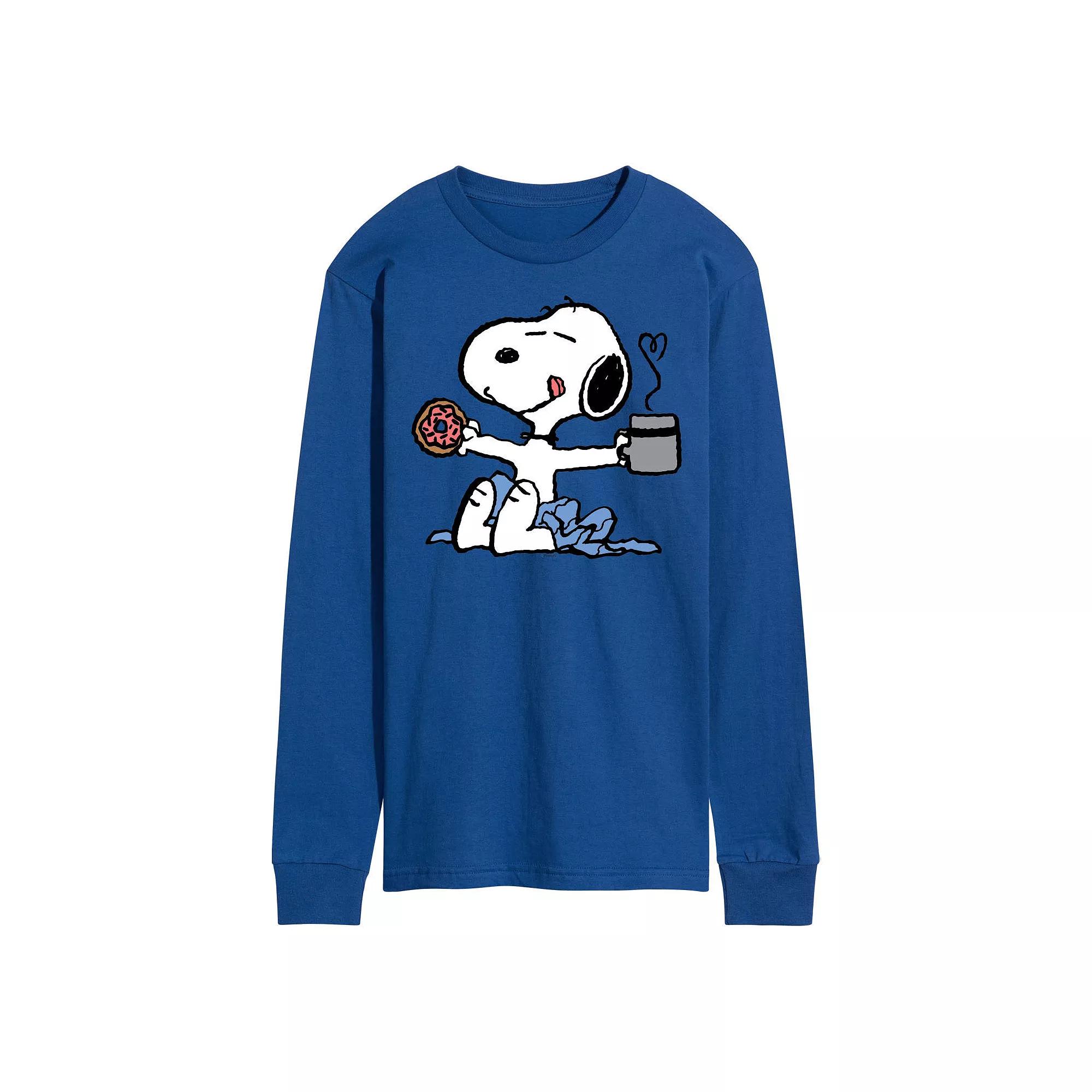 Men's Peanuts Snoopy Donut Coffee Long Sleeve,  Product Image