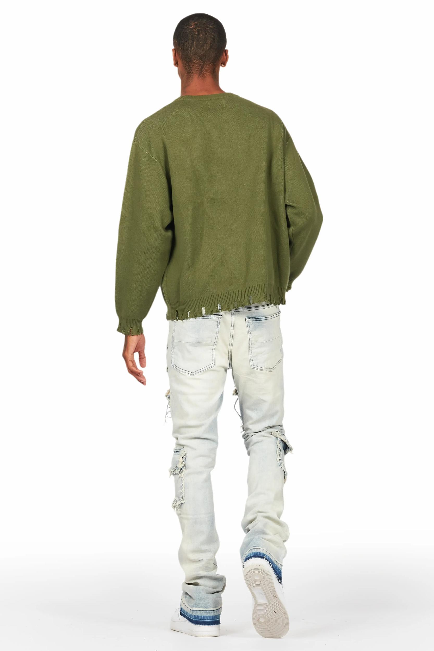 Tyrell Blue Stacked Flare Cargo Jean Male Product Image