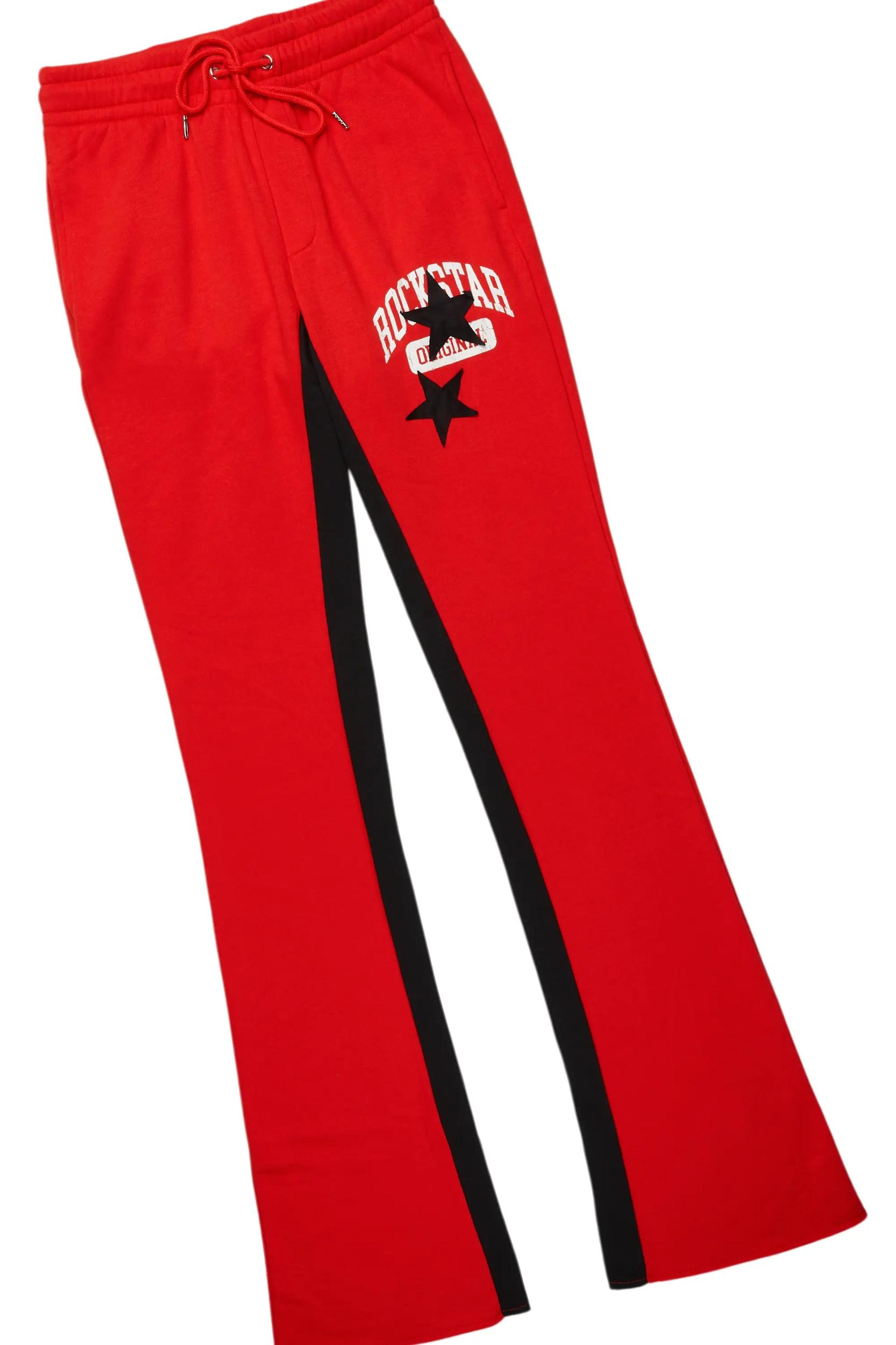 Mallor Red Baggy Stacked Hoodie Track Set Male Product Image