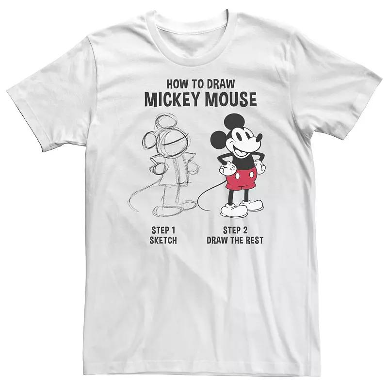 Big & Tall Disney Mickey Mouse How to Draw Mickey Tee, Men's,  Product Image