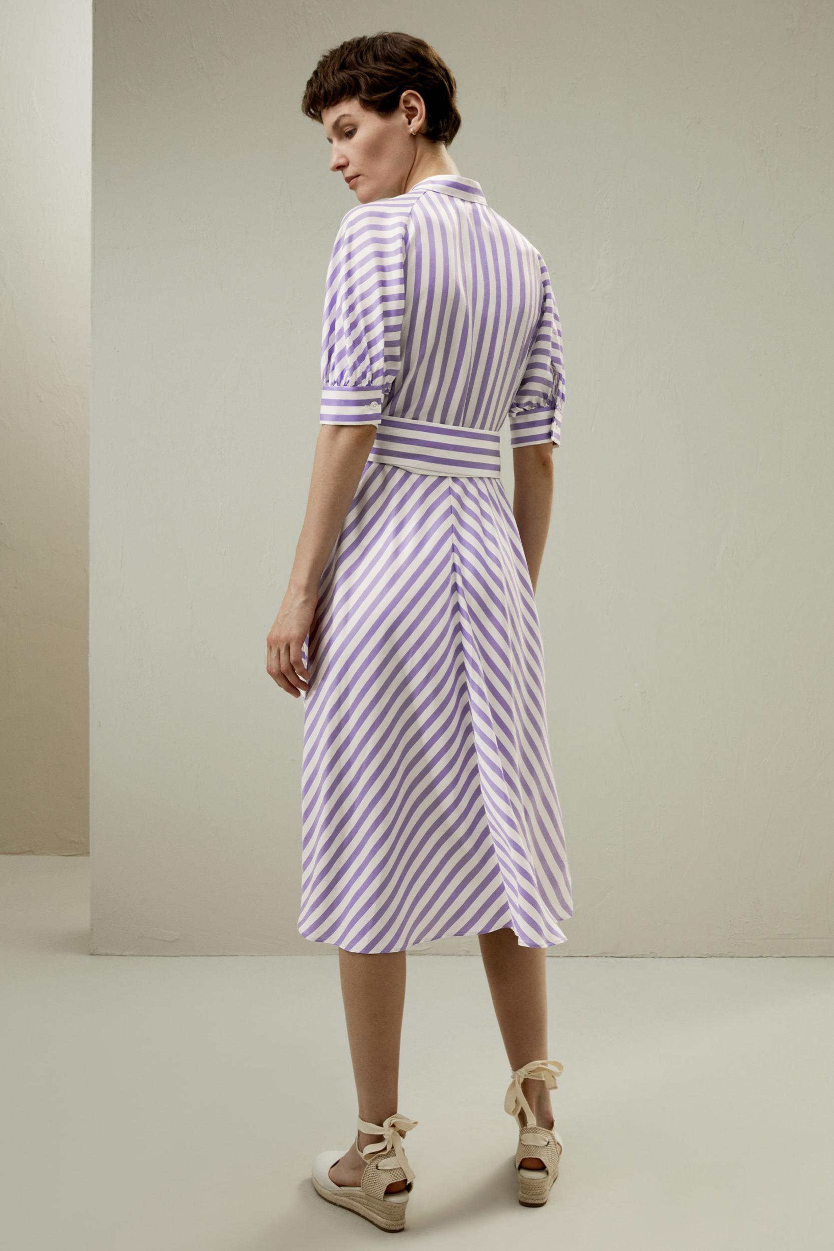 Lavender Striped Silk Shirtdress Product Image