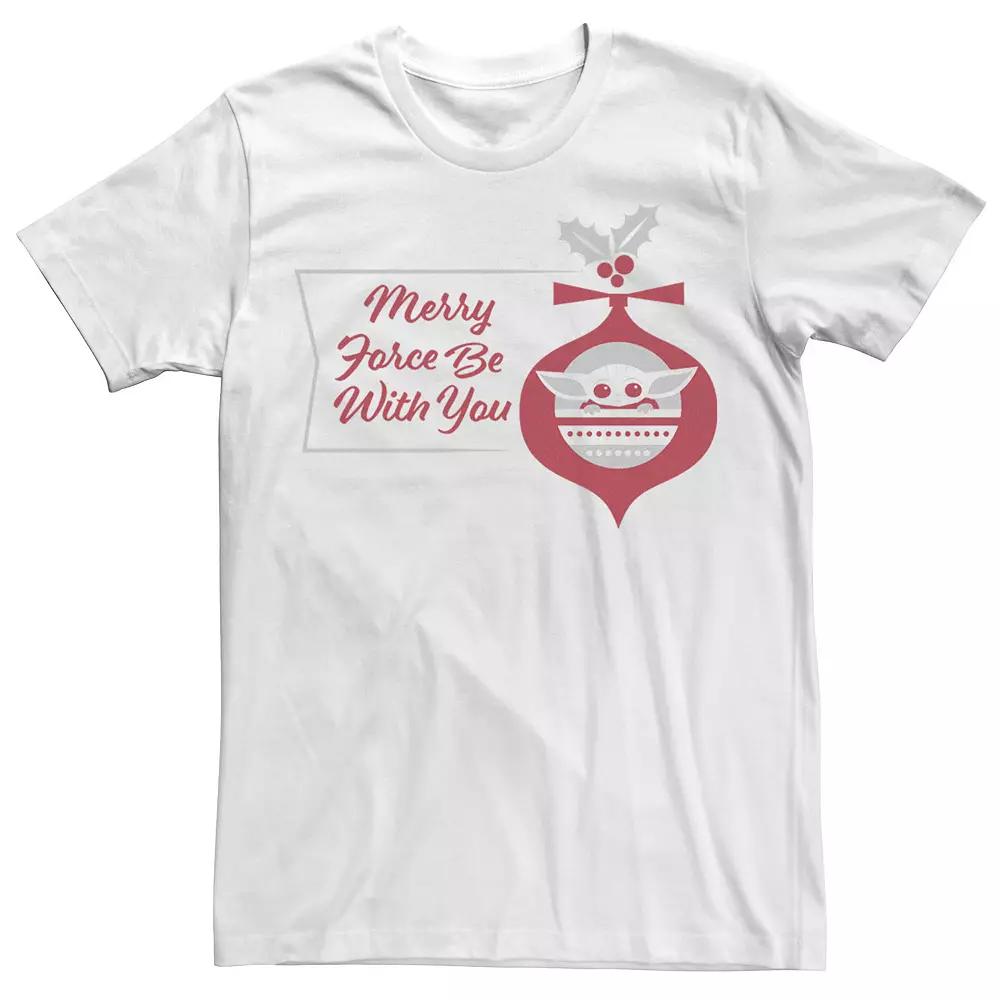 Men's Star Wars Christmas The Child Force Be With You Ornament Tee, Size: XXL, White Product Image