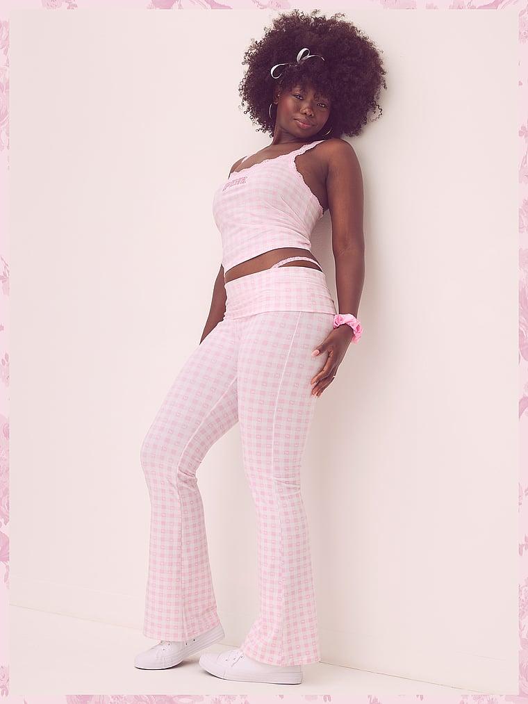 PINK x LoveShackFancy Cotton Foldover Flare Leggings Product Image