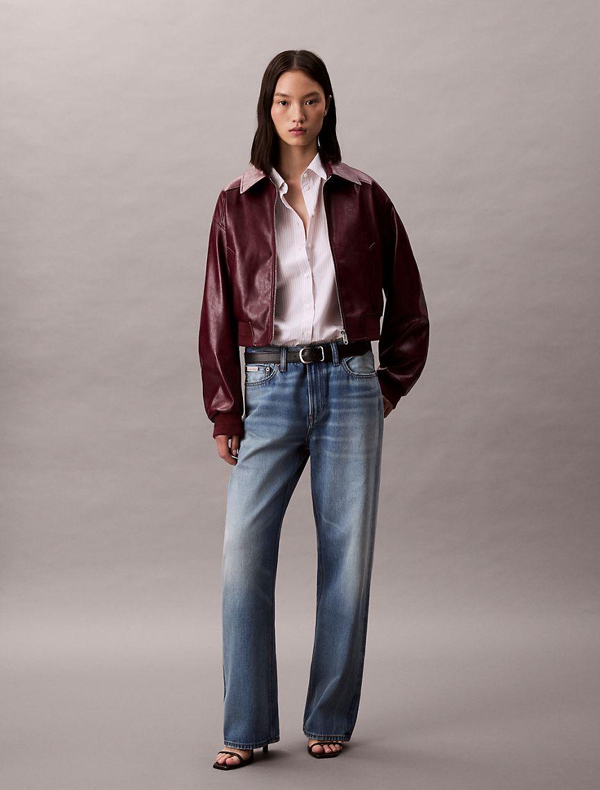 Crinkled Texture Bomber Jacket  Product Image